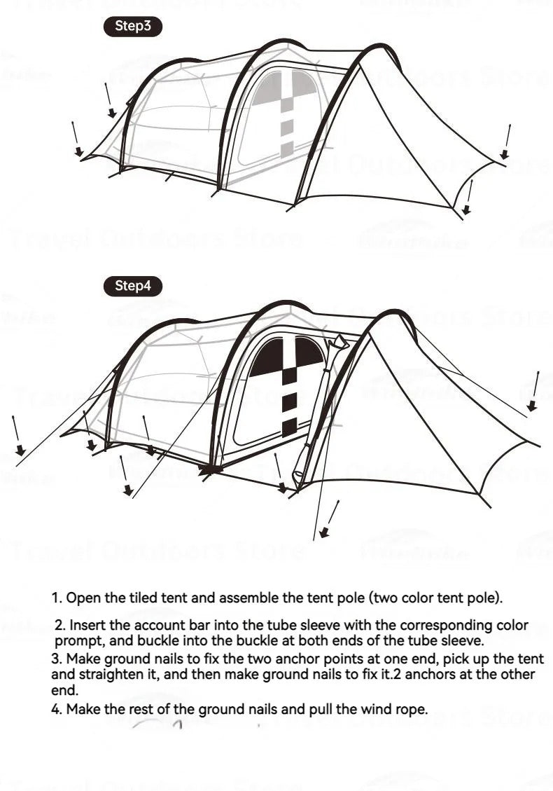 4-6 Person Tunnel Tent, Large Portable Camping Shelter